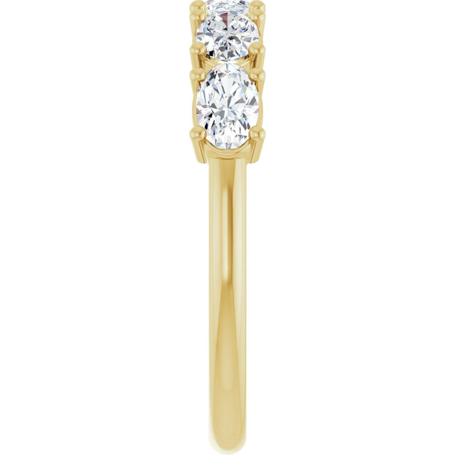 14K Gold Oval Natural Diamond Five-Stone Anniversary Band - 5x3mm Stones - Yellow Gold - view 4