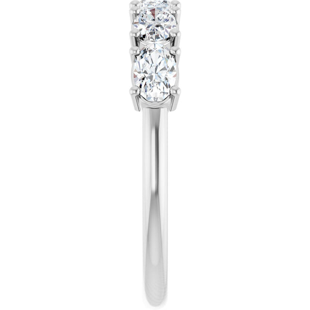 Platinum Oval Natural Diamond Five-Stone Anniversary Band - 5x3mm Stones - view 4