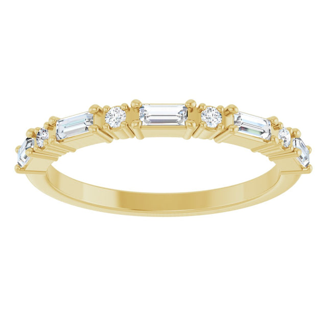 14K Gold Straight Baguette Natural Diamond Multi-Shape Anniversary Band – 1/5–5/8 CTW - Yellow Gold - view 3