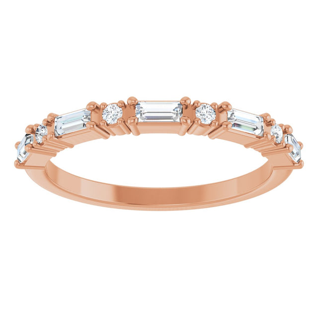 14K Gold Straight Baguette Natural Diamond Multi-Shape Anniversary Band – 1/5–5/8 CTW - Rose Gold - view 3