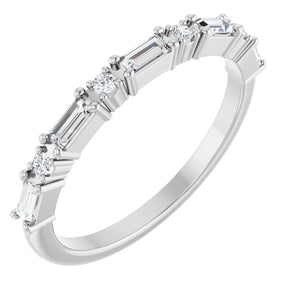 Platinum Straight Baguette Natural Diamond Multi-Shape Anniversary Band – 1/5–5/8 CTW
