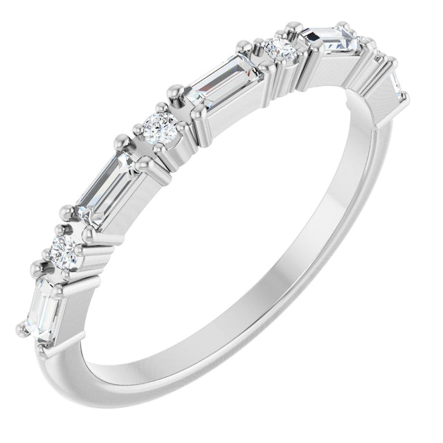 Platinum Straight Baguette Lab-Grown Diamond Multi-Shape Anniversary Band – 3.25x1.5 mm Stones