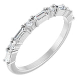 14K Gold Straight Baguette Natural Diamond Multi-Shape Anniversary Band – 1/5–5/8 CTW - White Gold
