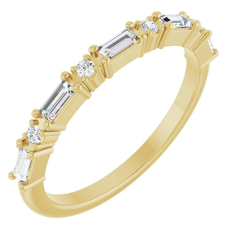 14K Gold Straight Baguette Lab-Grown Diamond Multi-Shape Anniversary Band – 3.25x1.5 mm Stones - Yellow Gold