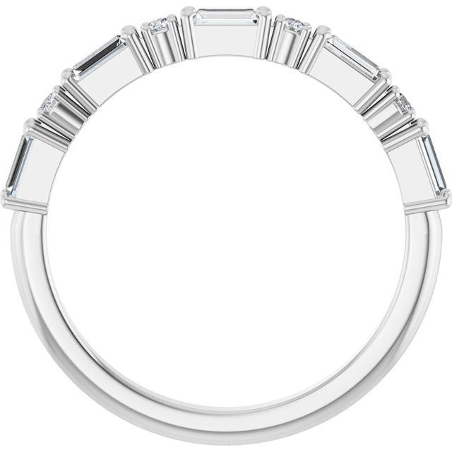 14K Gold Straight Baguette Lab-Grown Diamond Multi-Shape Anniversary Band – 3.25x1.5 mm Stones - White Gold - view 2