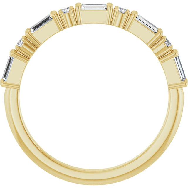 14K Gold Straight Baguette Natural Diamond Multi-Shape Anniversary Band – 1/5–5/8 CTW - Yellow Gold - view 2