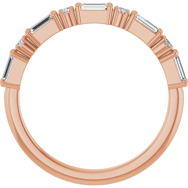 14K Gold Straight Baguette Natural Diamond Multi-Shape Anniversary Band – 1/5–5/8 CTW - Rose Gold - view 2