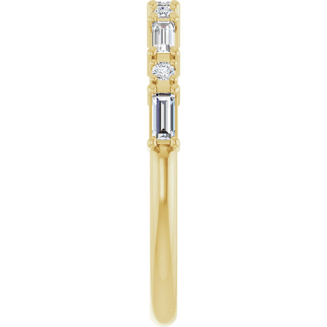 14K Gold Straight Baguette Natural Diamond Multi-Shape Anniversary Band – 1/5–5/8 CTW - Yellow Gold - view 4