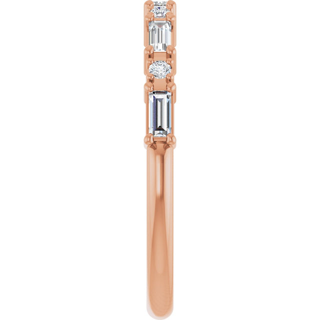 14K Gold Straight Baguette Natural Diamond Multi-Shape Anniversary Band – 1/5–5/8 CTW - Rose Gold - view 4