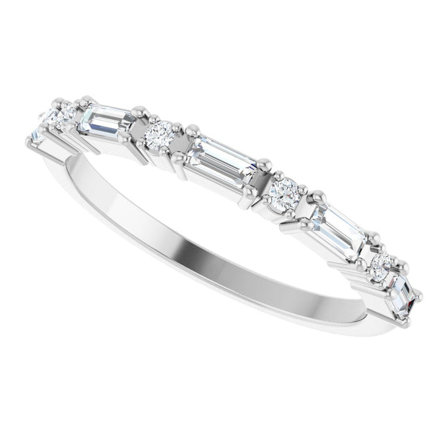 Platinum Straight Baguette Lab-Grown Diamond Multi-Shape Anniversary Band – 3.25x1.5 mm Stones - view 5