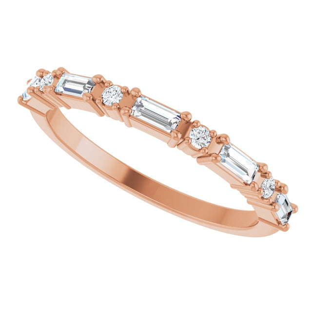 14K Gold Straight Baguette Lab-Grown Diamond Multi-Shape Anniversary Band – 3.25x1.5 mm Stones - Rose Gold - view 5