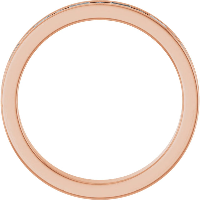 14K Gold Straight Baguette Natural Diamond Channel-Set Anniversary Band - 1/3 CTW - Rose Gold - view 2
