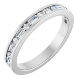 14K Gold Straight Baguette Natural Diamond Channel-Set Anniversary Band - 1/3 CTW - White Gold