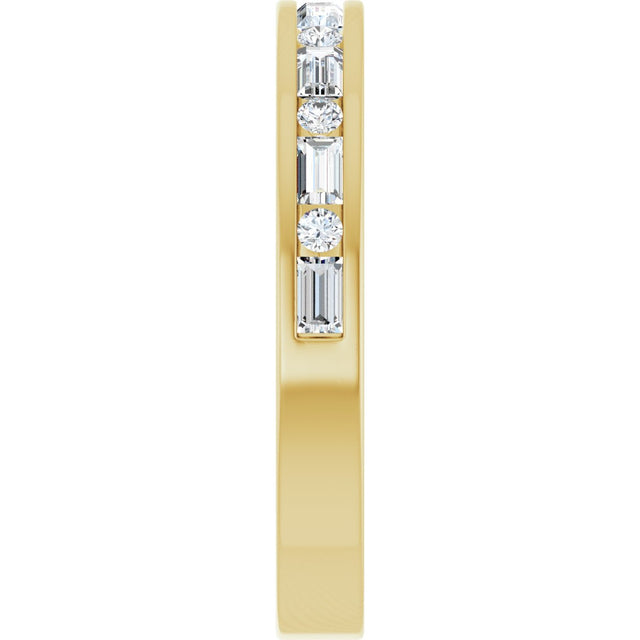 14K Gold Straight Baguette Lab-Grown Diamond Channel-Set Anniversary Band - 1/3 CTW - Yellow Gold - view 4