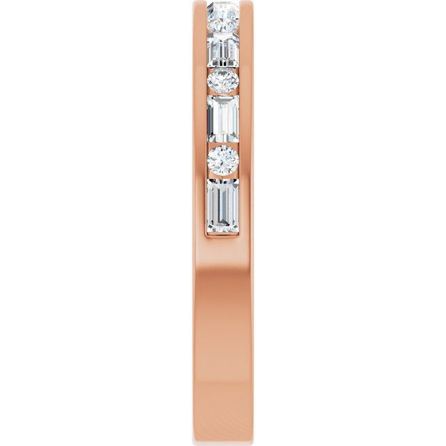 14K Gold Straight Baguette Lab-Grown Diamond Channel-Set Anniversary Band - 1/3 CTW - Rose Gold - view 4
