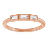 14K Gold Straight Baguette Natural Diamond Bezel-Set Three-Stone Anniversary Band - 1/10-1/6 CTW - Rose Gold - view 3