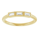 14K Gold Straight Baguette Natural Diamond Bezel-Set Three-Stone Anniversary Band - 1/10-1/6 CTW - Yellow Gold - view 3