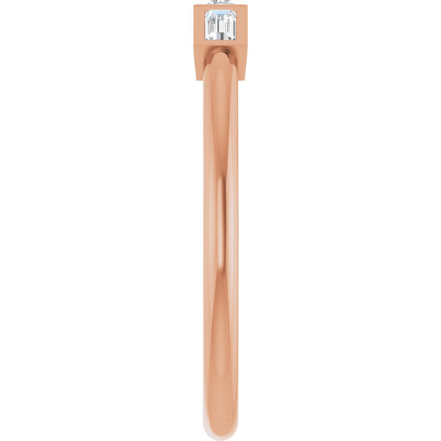 14K Gold Straight Baguette Lab-Grown Diamond Bezel-Set Three-Stone Anniversary Band - 1/10-1/6 CTW - Rose Gold - view 4