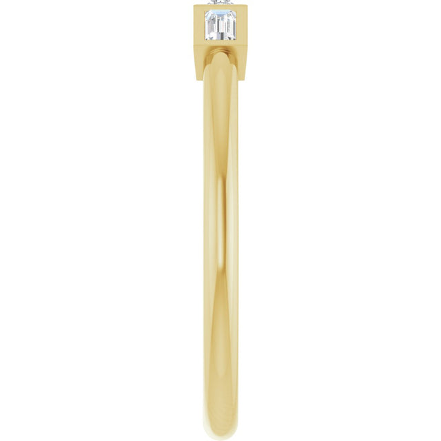 14K Gold Straight Baguette Natural Diamond Bezel-Set Three-Stone Anniversary Band - 1/10-1/6 CTW - Yellow Gold - view 4