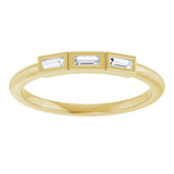 14K Gold Straight Baguette Lab-Grown Diamond Bezel-Set Three-Stone Anniversary Band - 1/10-1/6 CTW - Yellow Gold - view 3