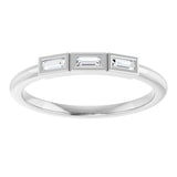 14K Gold Straight Baguette Natural Diamond Bezel-Set Three-Stone Anniversary Band - 1/10-1/6 CTW - White Gold - view 3