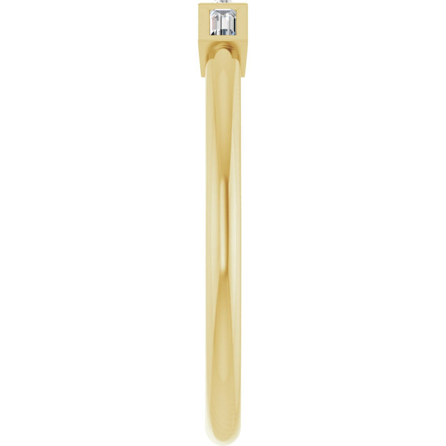 14K Gold Straight Baguette Lab-Grown Diamond Bezel-Set Three-Stone Anniversary Band - 1/10-1/6 CTW - Yellow Gold - view 4