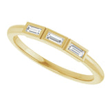 14K Gold Straight Baguette Natural Diamond Bezel-Set Three-Stone Anniversary Band - 1/10-1/6 CTW - Yellow Gold - view 5