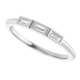14K Gold Straight Baguette Lab-Grown Diamond Bezel-Set Three-Stone Anniversary Band - 1/10-1/6 CTW - White Gold - view 5