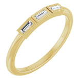 14K Gold Straight Baguette Lab-Grown Diamond Bezel-Set Three-Stone Anniversary Band - 1/10-1/6 CTW - Yellow Gold