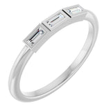 Platinum Straight Baguette Natural Diamond Bezel-Set Three-Stone Anniversary Band - 1/10-1/6 CTW