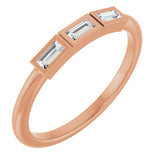14K Gold Straight Baguette Natural Diamond Bezel-Set Three-Stone Anniversary Band - 1/10-1/6 CTW - Rose Gold