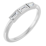 Platinum Straight Baguette Lab-Grown Diamond Bezel-Set Three-Stone Anniversary Band - 1/10-1/6 CTW
