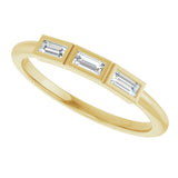 14K Gold Straight Baguette Lab-Grown Diamond Bezel-Set Three-Stone Anniversary Band - 1/10-1/6 CTW - Yellow Gold - view 5