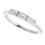 14K Gold Straight Baguette Lab-Grown Diamond Bezel-Set Three-Stone Anniversary Band - 1/10-1/6 CTW - White Gold - view 5