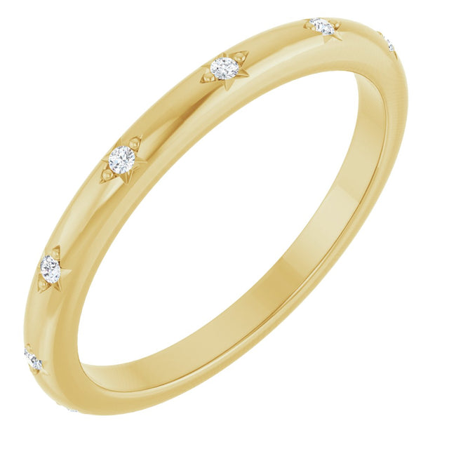 14K Gold Round Lab-Grown Diamond Anniversary Band - 1/8-06 CTW - Yellow Gold