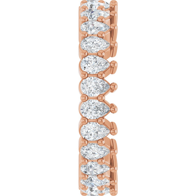 14K Gold Pear Natural Diamond Eternity Band - 3x2mm Stones - Rose Gold - view 4