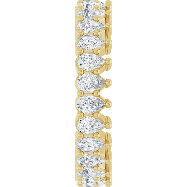 14K Gold Pear Natural Diamond Eternity Band - 3x2mm Stones - Yellow Gold - view 4