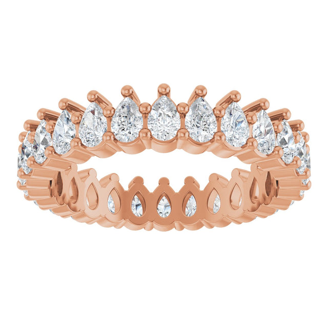 14K Gold Pear Lab-Grown Diamond Eternity Band - 3x2mm Stones - Rose Gold - view 3
