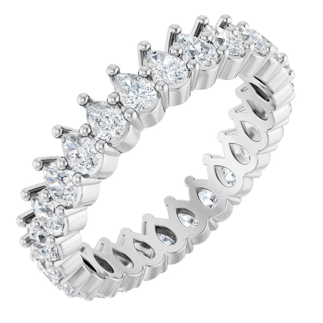 14K Gold Pear Lab-Grown Diamond Eternity Band - 3x2mm Stones - White Gold