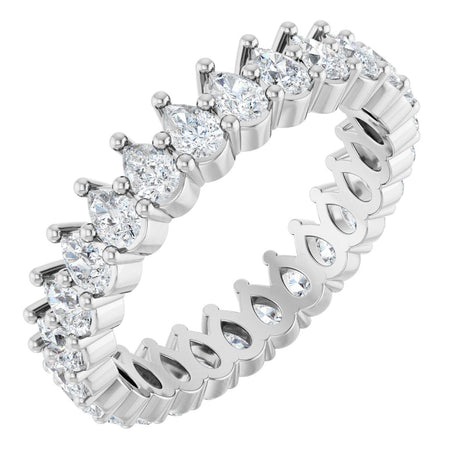 14K Gold Pear Natural Diamond Eternity Band - 3x2mm Stones - White Gold