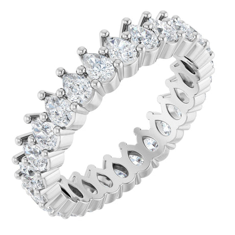 14K Gold Pear Lab-Grown Diamond Eternity Band - 3x2mm Stones - White Gold