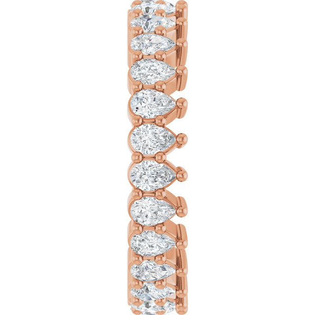 14K Gold Pear Natural Diamond Eternity Band - 3x2mm Stones - Rose Gold - view 4