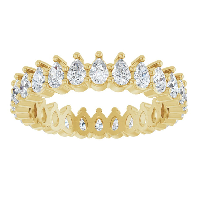 14K Gold Pear Natural Diamond Eternity Band - 3x2mm Stones - Yellow Gold - view 3