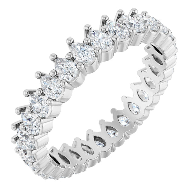 Platinum Pear Natural Diamond Eternity Band - 3x2mm Stones