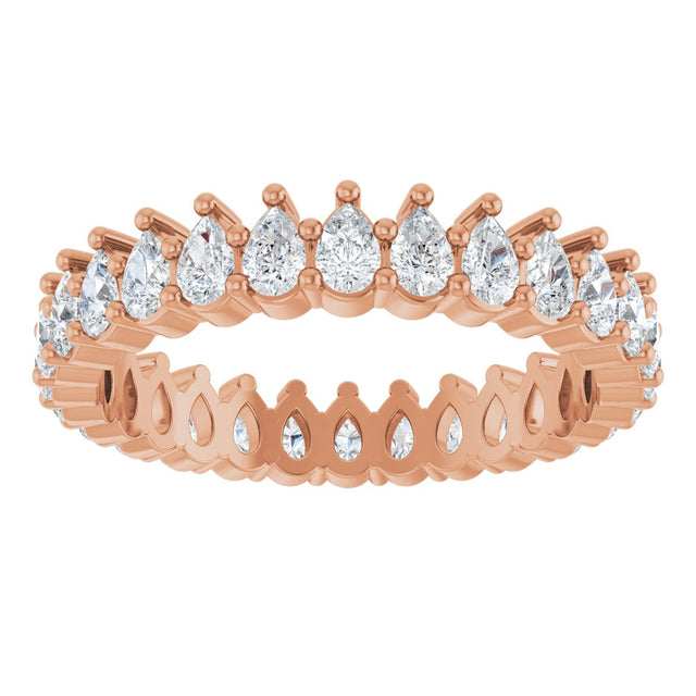 14K Gold Pear Lab-Grown Diamond Eternity Band - 3x2mm Stones - Rose Gold - view 3