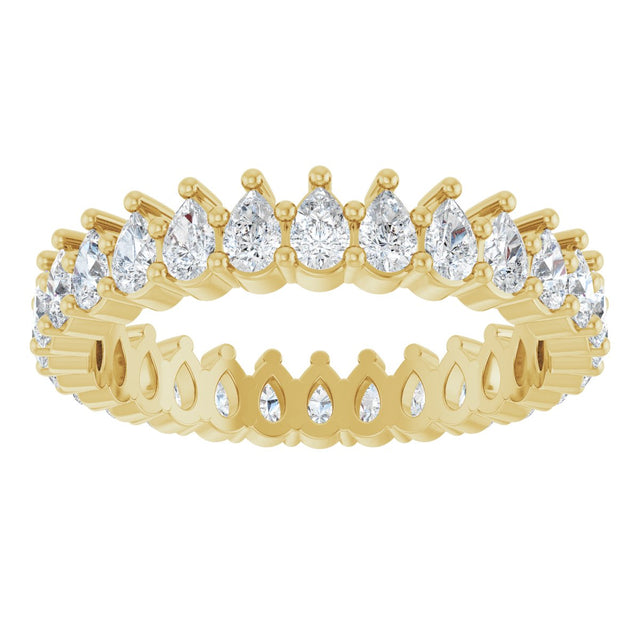 14K Gold Pear Lab-Grown Diamond Eternity Band - 3x2mm Stones - Yellow Gold - view 3