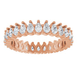 14K Gold Pear Natural Diamond Eternity Band - 3x2mm Stones - Rose Gold - view 3