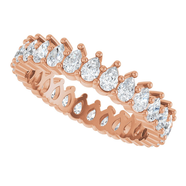 14K Gold Pear Lab-Grown Diamond Eternity Band - 3x2mm Stones - Rose Gold - view 5