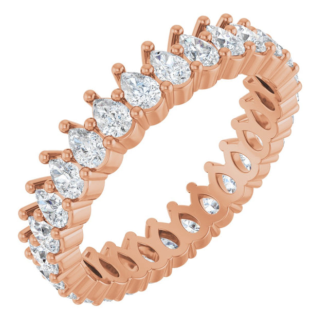 14K Gold Pear Lab-Grown Diamond Eternity Band - 3x2mm Stones - Rose Gold