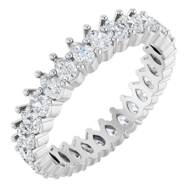 Platinum Pear Natural Diamond Eternity Band - 3x2mm Stones